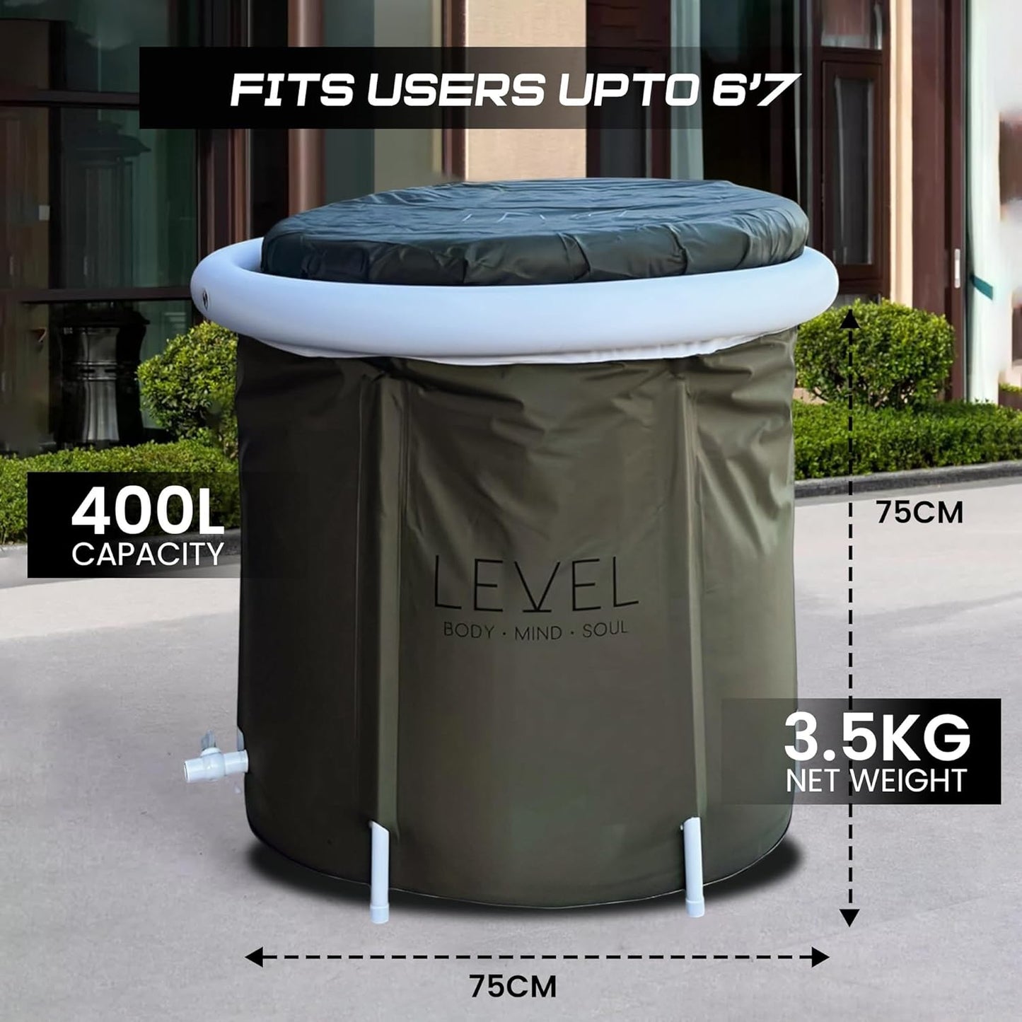 Tragbares Eisbad Mit Inkludierter Abdeckung, Grünes Camouflage - Eisbad Für Sportler, Muskelregeneration Nach Dem Training - Aufblasbare Tragbare Eisbadewanne 75X75 Cm