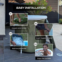 Tragbares Eisbad Mit Inkludierter Abdeckung, Grünes Camouflage - Eisbad Für Sportler, Muskelregeneration Nach Dem Training - Aufblasbare Tragbare Eisbadewanne 75X75 Cm